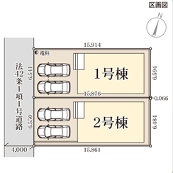区画図　1号棟です