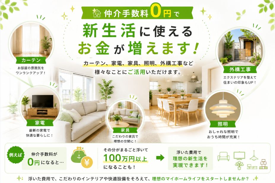 仲介手数料0円で新生活に使えるお金が増えます